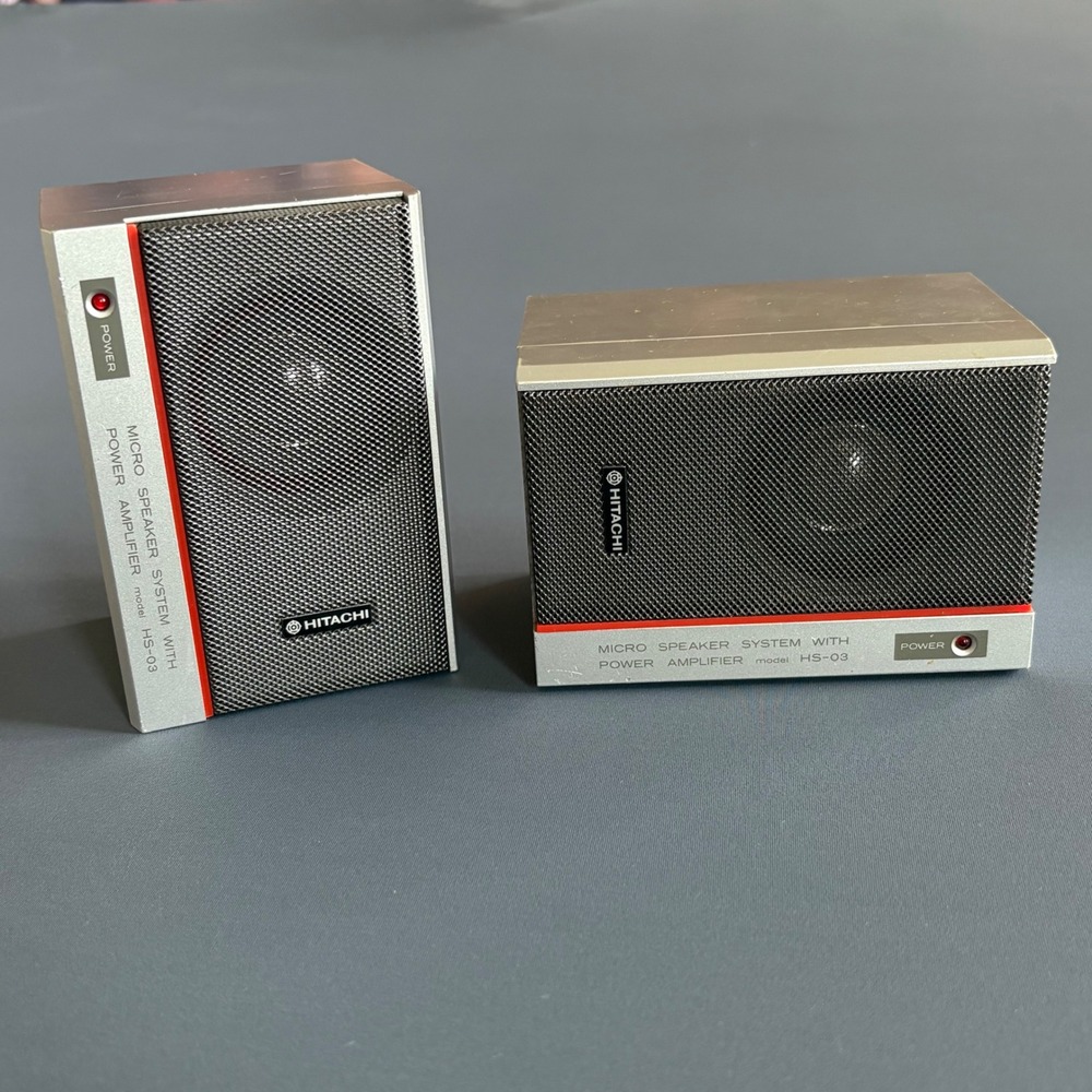 Vintage Hitachi HS-03 Micro Speaker Pair | 1980s | Rare Built-In Power Amplifier